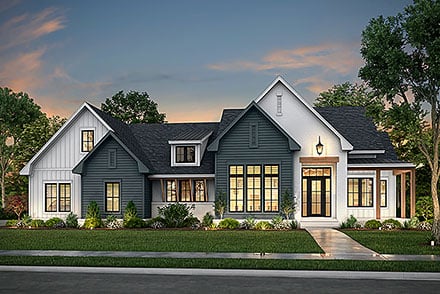 Country Farmhouse New American Style Southern Traditional Elevation of Plan 80844