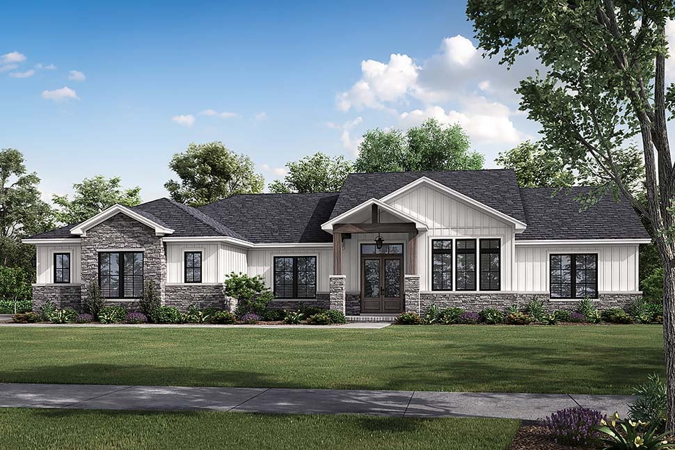 Country, Farmhouse, Ranch Plan with 2574 Sq. Ft., 3 Bedrooms, 3 Bathrooms, 2 Car Garage Picture 5