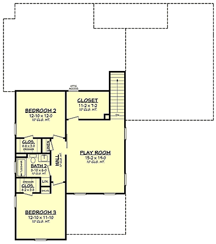 House Plan 80847 Second Level Plan