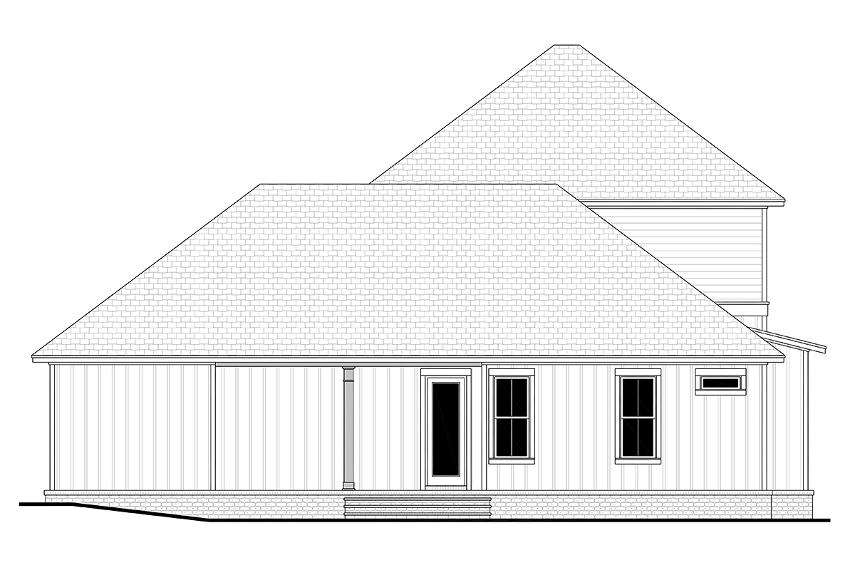 Farmhouse Plan with 2388 Sq. Ft., 3 Bedrooms, 3 Bathrooms, 2 Car Garage Rear Elevation