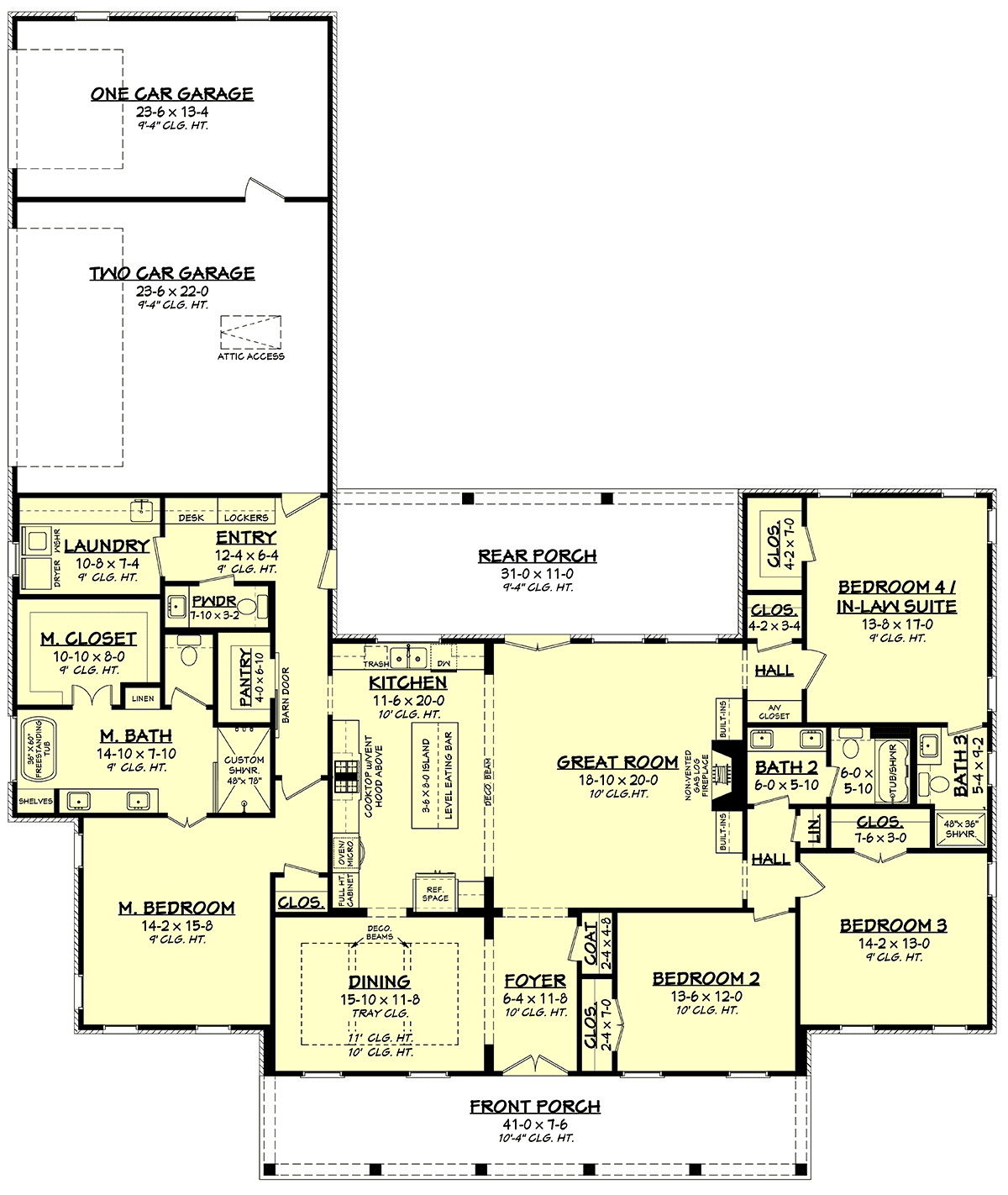 Country Farmhouse Traditional Level One of Plan 80848