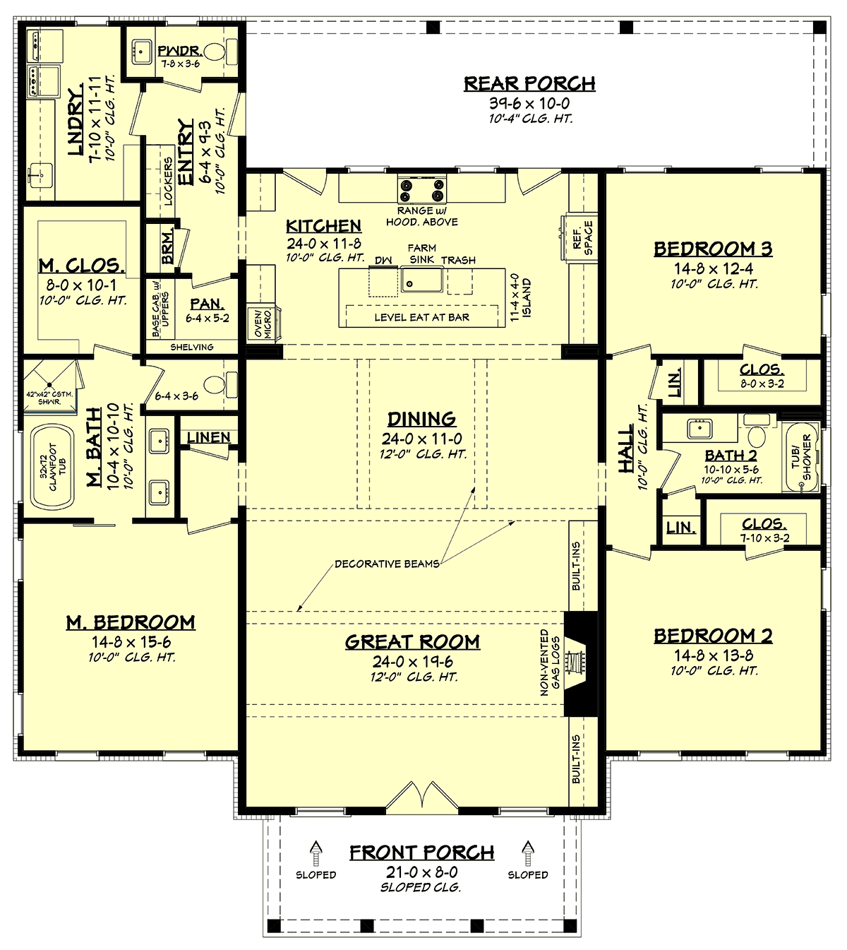 Country Craftsman Farmhouse Southern Level One of Plan 80851