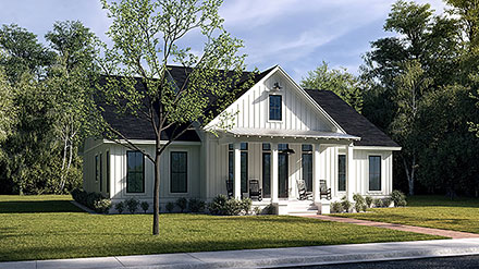 Country Craftsman Farmhouse Southern Elevation of Plan 80851