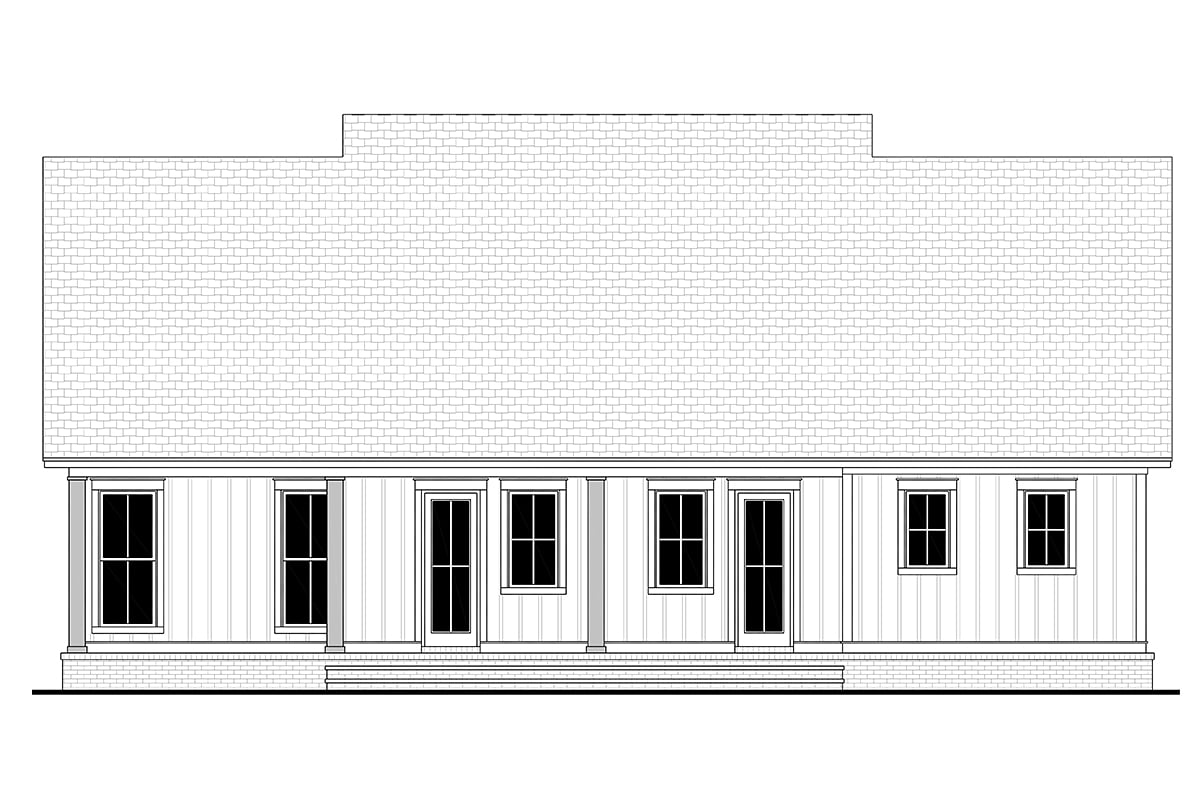 Country, Craftsman, Farmhouse, Southern Plan with 2455 Sq. Ft., 3 Bedrooms, 3 Bathrooms Rear Elevation