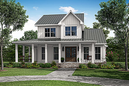 Farmhouse French Country New American Style Traditional Elevation of Plan 80852