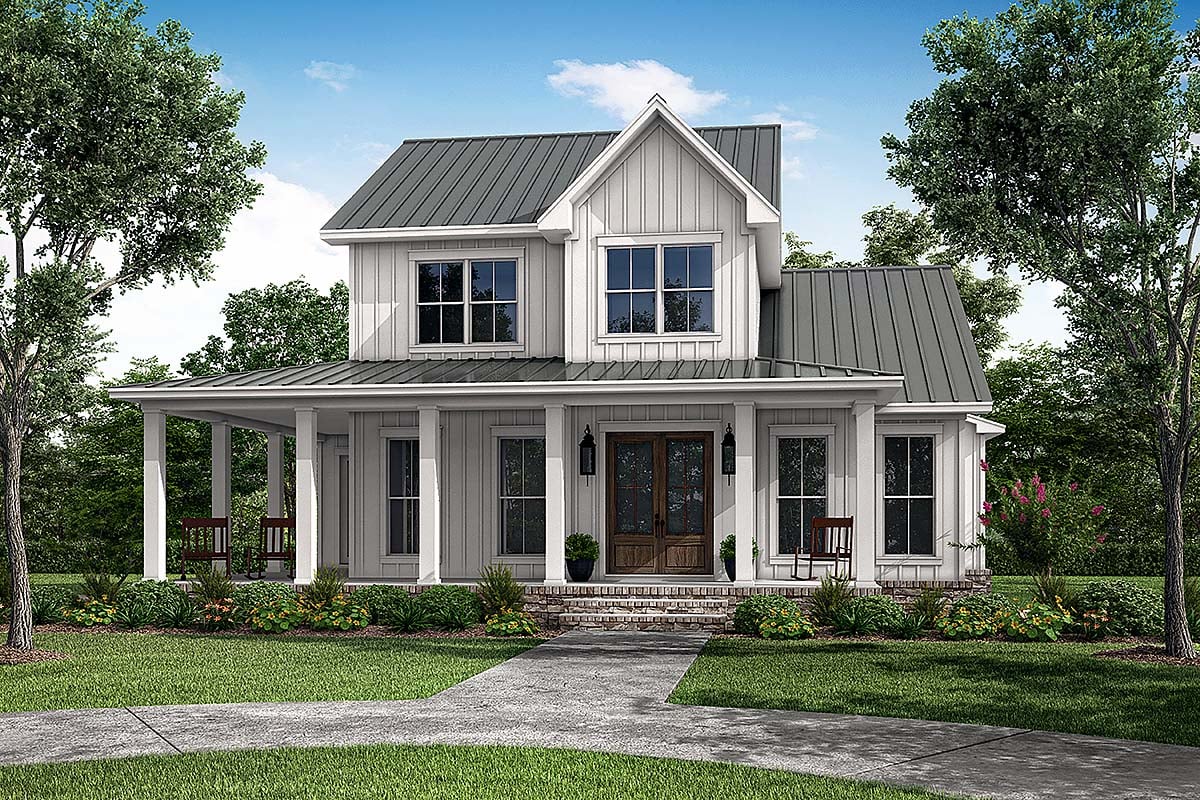 Farmhouse, French Country, New American Style, Traditional Plan with 2628 Sq. Ft., 4 Bedrooms, 3 Bathrooms, 2 Car Garage Elevation