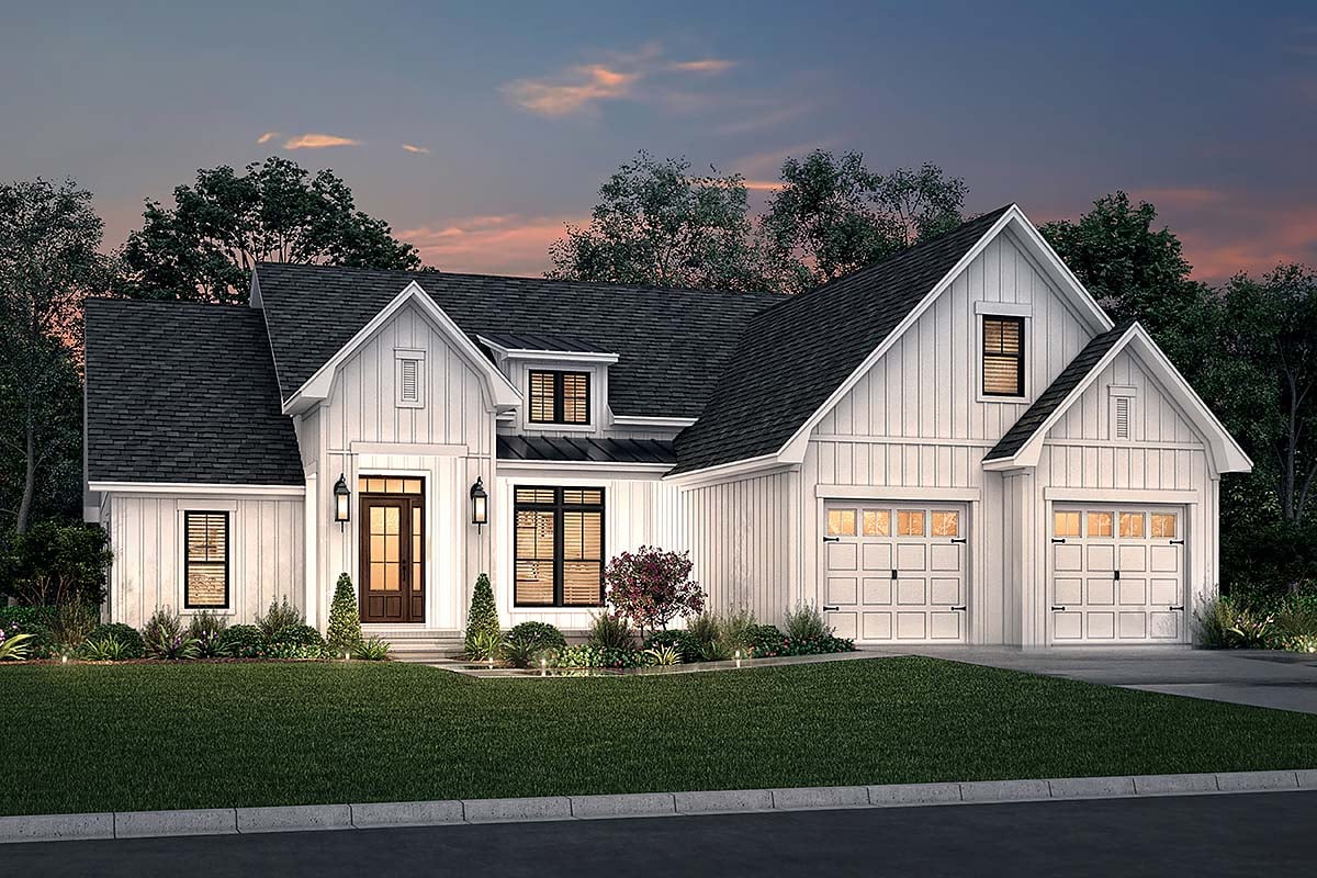 Country, Craftsman, Farmhouse, Southern Plan with 2241 Sq. Ft., 3 Bedrooms, 3 Bathrooms, 2 Car Garage Elevation