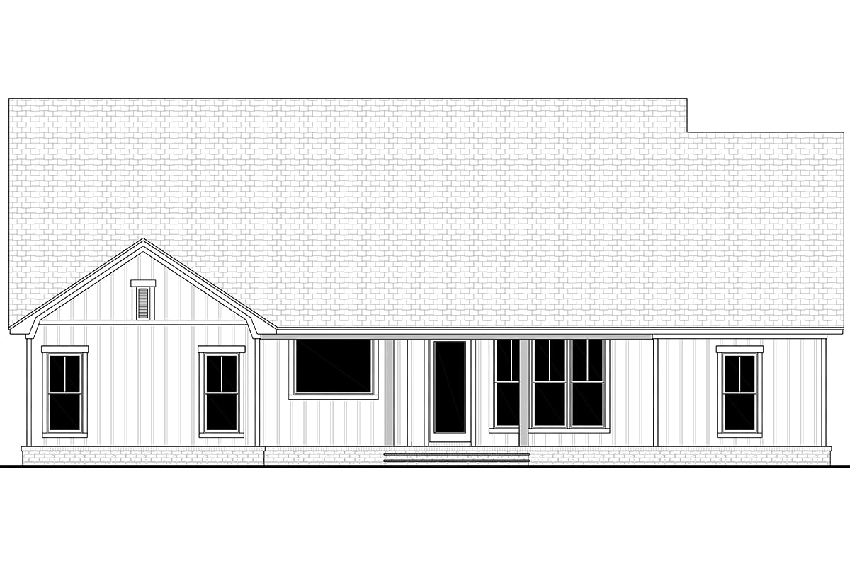 Country, Craftsman, Farmhouse, Southern Plan with 2241 Sq. Ft., 3 Bedrooms, 3 Bathrooms, 2 Car Garage Rear Elevation