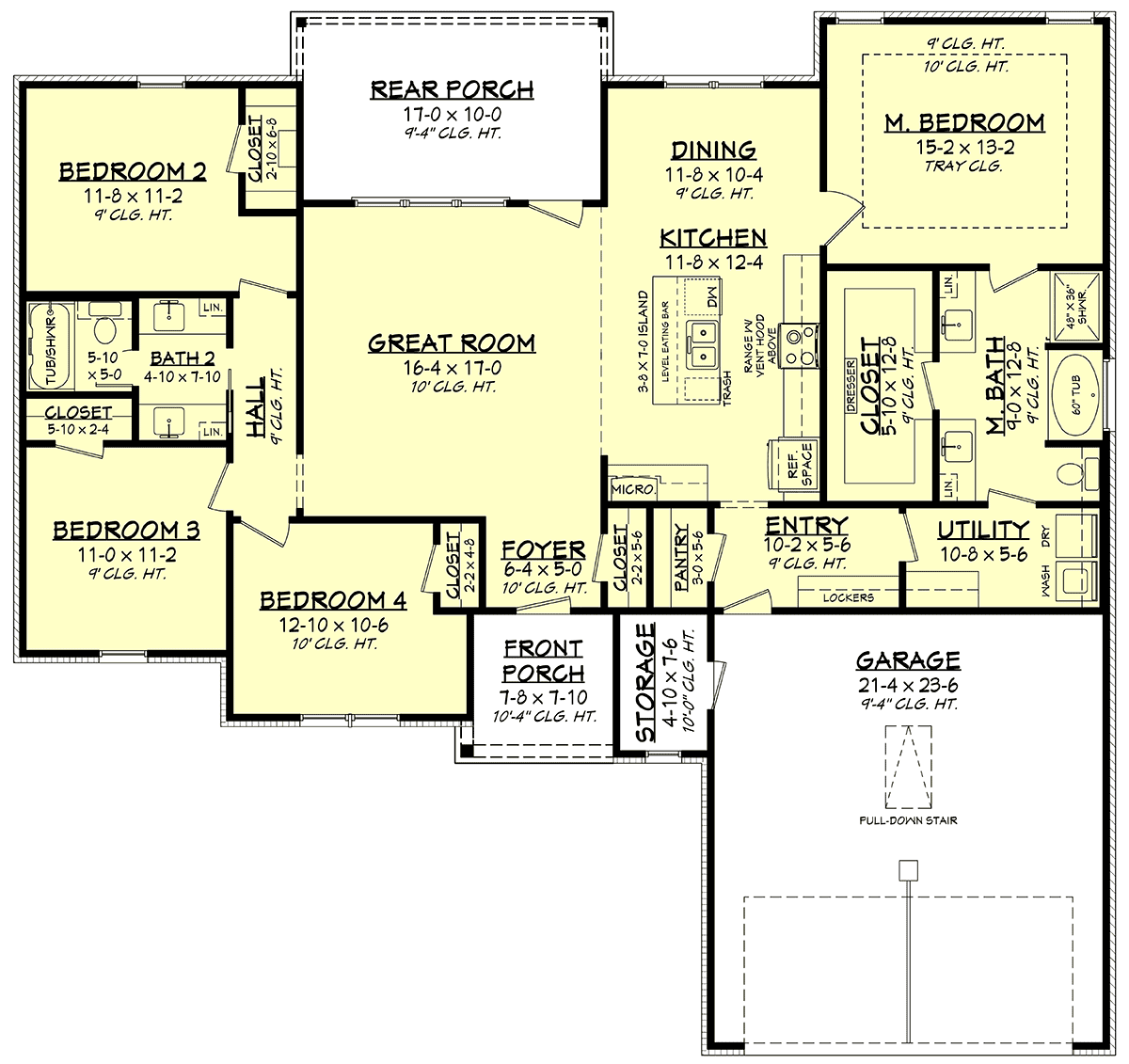 Country Farmhouse Traditional Level One of Plan 80855