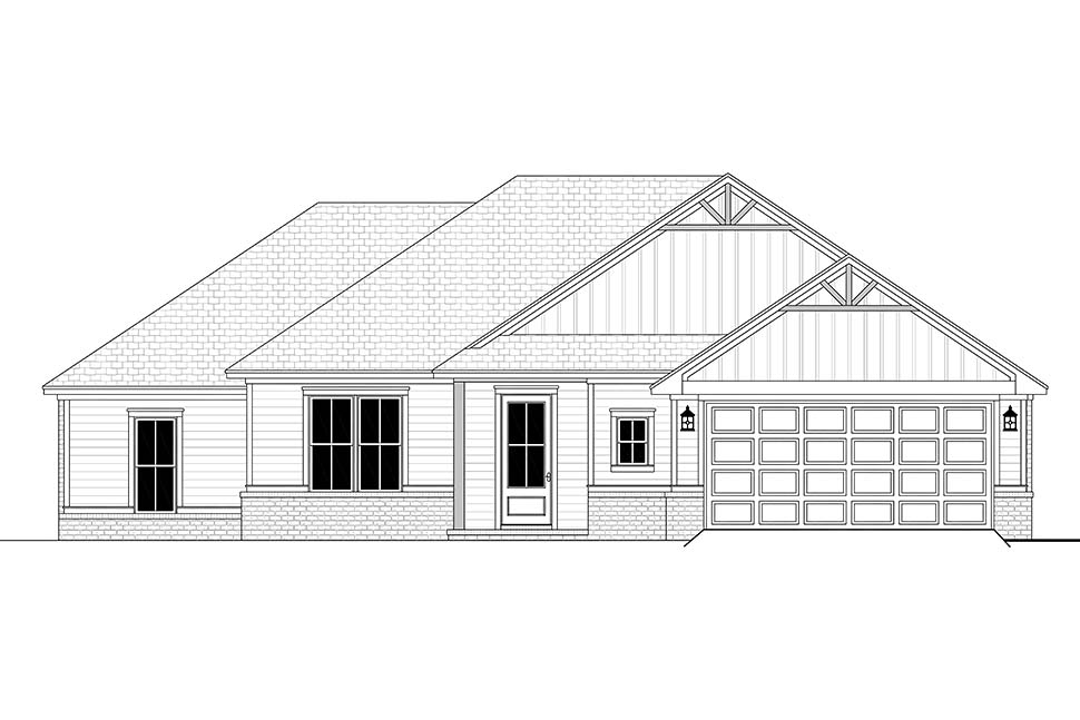 Country, Farmhouse, Traditional Plan with 1795 Sq. Ft., 4 Bedrooms, 2 Bathrooms, 2 Car Garage Picture 4