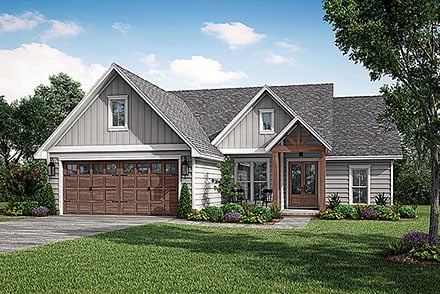 Country Farmhouse One-Story Traditional Elevation of Plan 80856