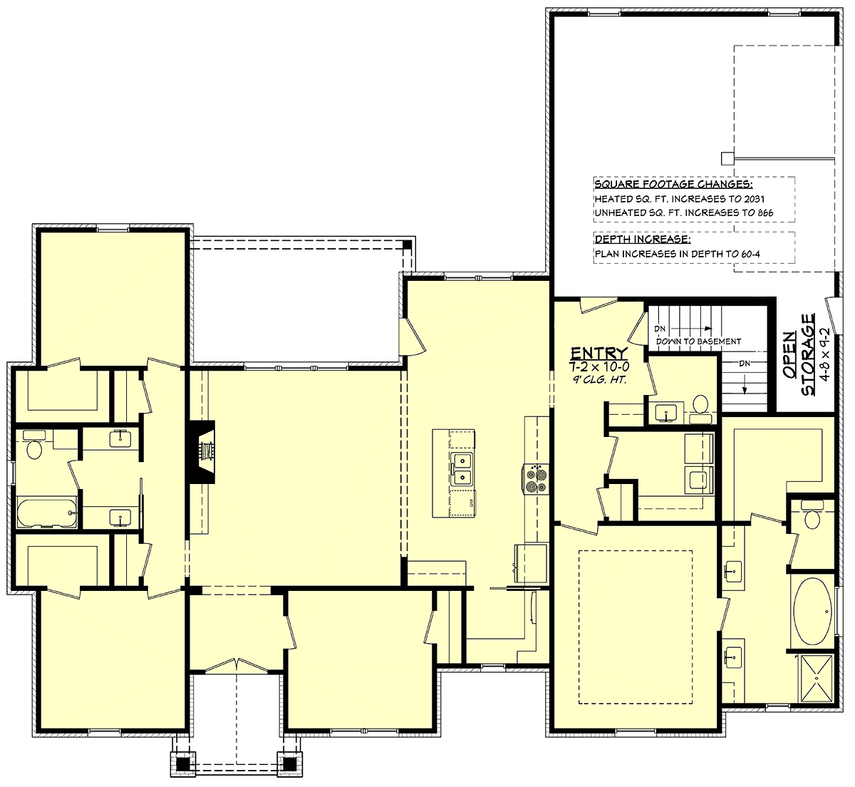 Country Craftsman Farmhouse Traditional Alternate Level One of Plan 80857