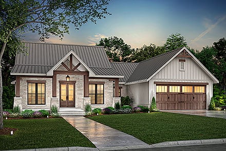 Country, Farmhouse, New American Style, Traditional House Plan 80864 with 3 Beds, 3 Baths, 2 Car Garage
