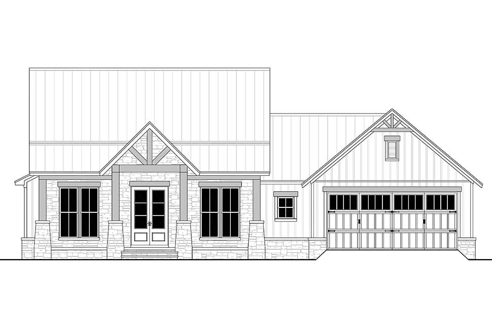 Country, Farmhouse, New American Style, Traditional Plan with 1698 Sq. Ft., 3 Bedrooms, 3 Bathrooms, 2 Car Garage Picture 4