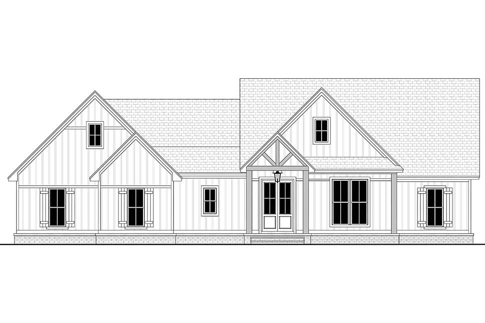 Country, Craftsman, Farmhouse, New American Style, Traditional Plan with 2092 Sq. Ft., 4 Bedrooms, 2 Bathrooms, 2 Car Garage Picture 4