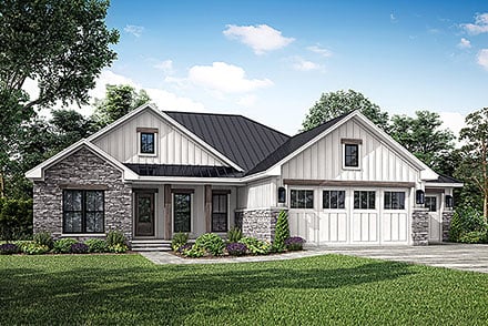 Country Farmhouse New American Style Traditional Elevation of Plan 80869