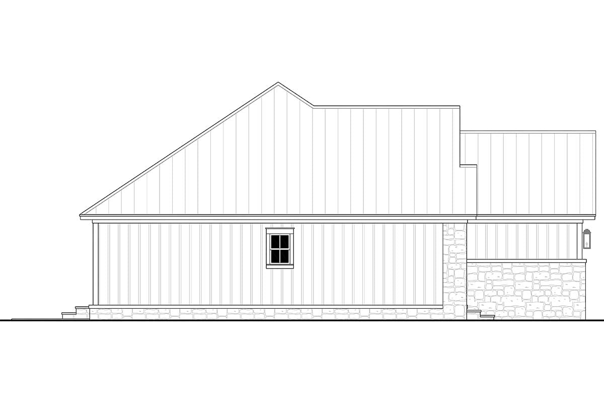 Country, Farmhouse, New American Style, Traditional Plan with 1498 Sq. Ft., 3 Bedrooms, 2 Bathrooms, 3 Car Garage Picture 3