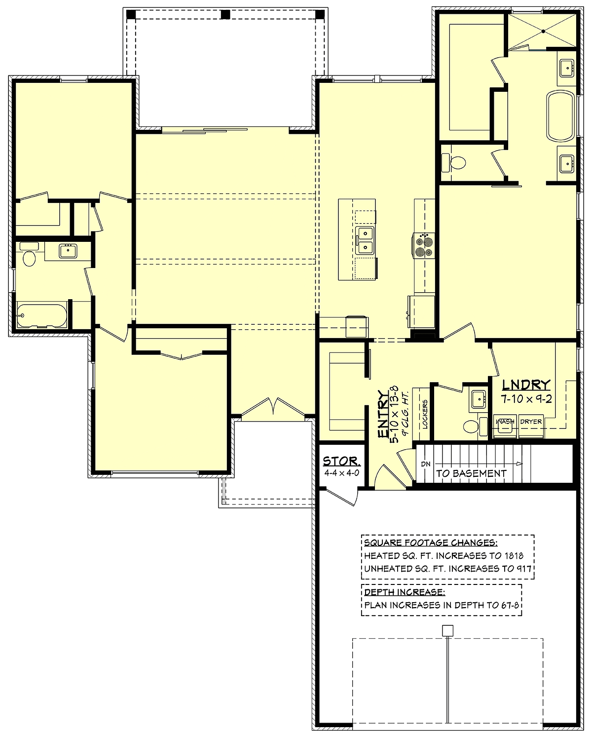 Farmhouse Traditional Alternate Level One of Plan 80870