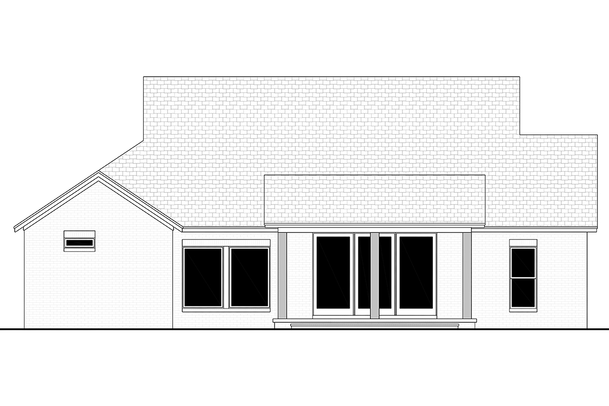 Farmhouse, Traditional Plan with 1775 Sq. Ft., 3 Bedrooms, 3 Bathrooms, 2 Car Garage Rear Elevation