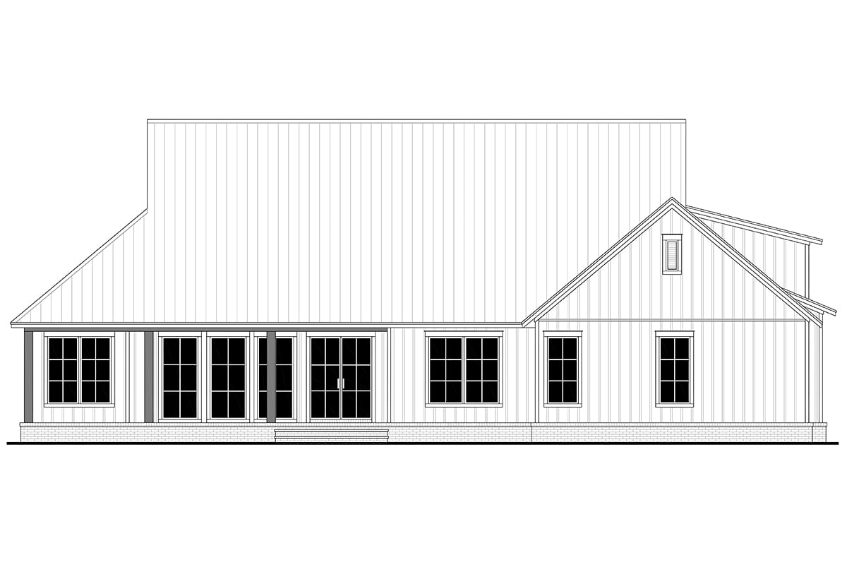 Farmhouse Plan with 2792 Sq. Ft., 3 Bedrooms, 3 Bathrooms, 2 Car Garage Rear Elevation