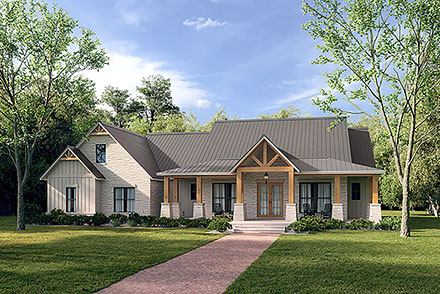 Country Farmhouse New American Style Traditional Elevation of Plan 80872