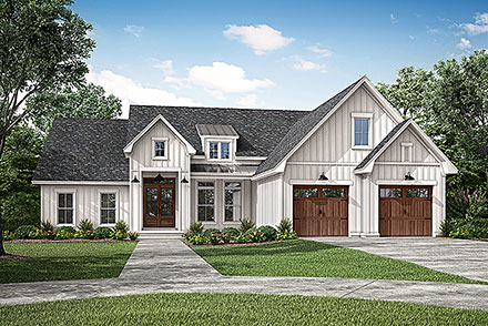 Country Craftsman Farmhouse Southern Elevation of Plan 80874