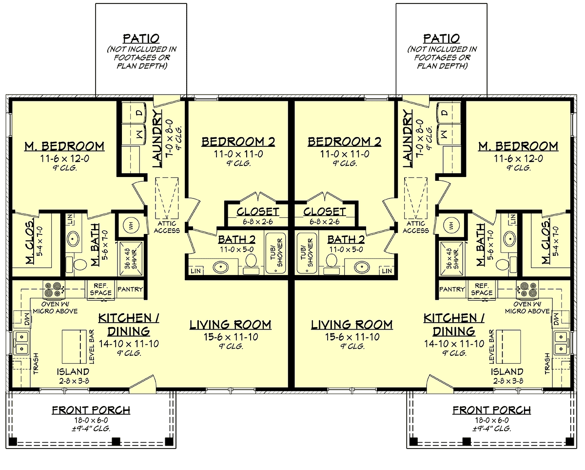 Country Farmhouse Traditional Level One of Plan 80877