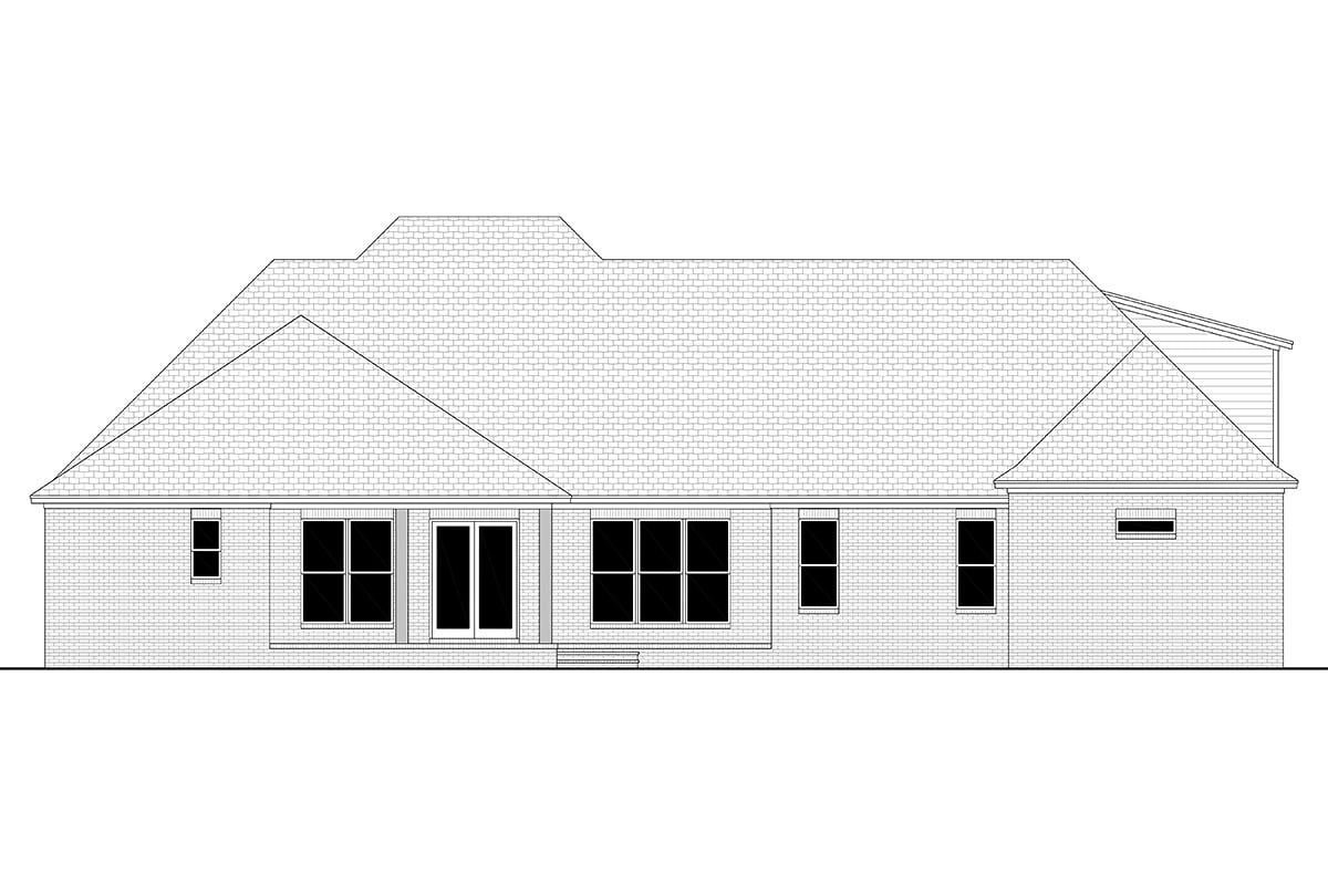 Country, Farmhouse, Traditional Plan with 3106 Sq. Ft., 4 Bedrooms, 4 Bathrooms, 3 Car Garage Rear Elevation