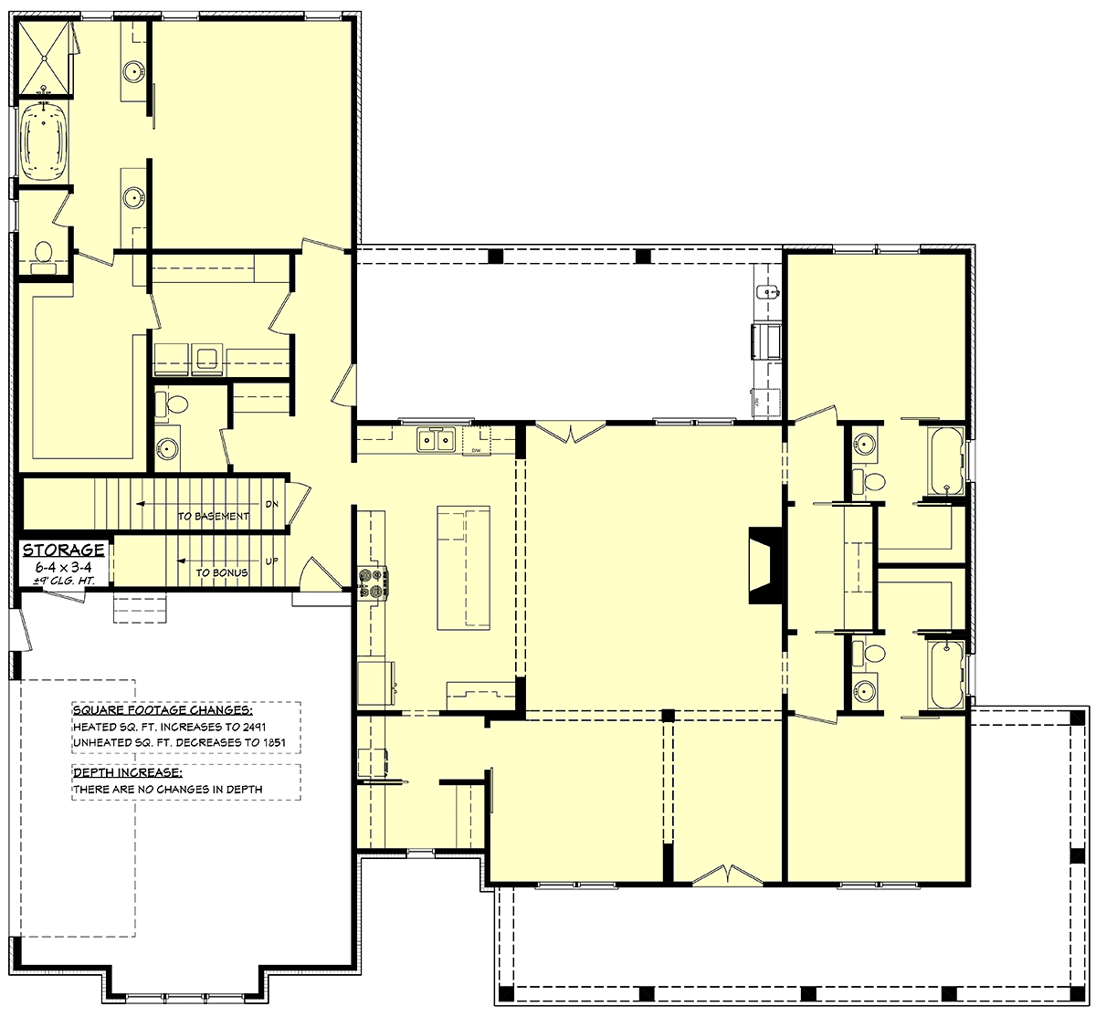Country Farmhouse Traditional Alternate Level One of Plan 80881
