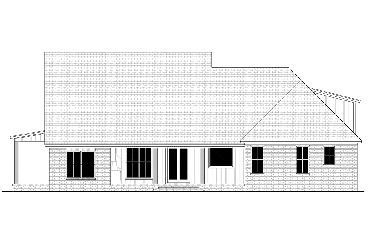 Country, Farmhouse, Traditional Plan with 2394 Sq. Ft., 3 Bedrooms, 4 Bathrooms, 2 Car Garage Rear Elevation