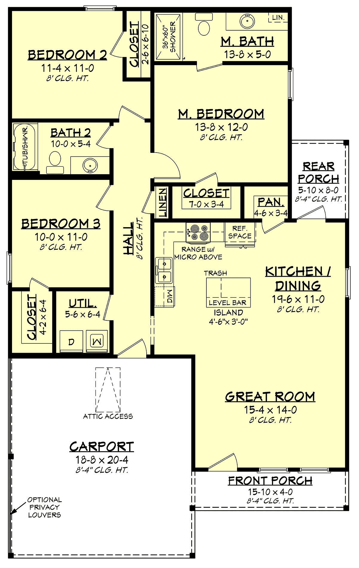 Country Ranch Traditional Level One of Plan 80882