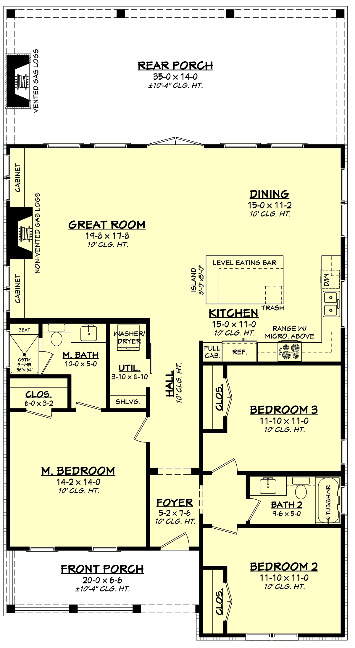 Cabin Cottage Country Craftsman Southern Level One of Plan 80883