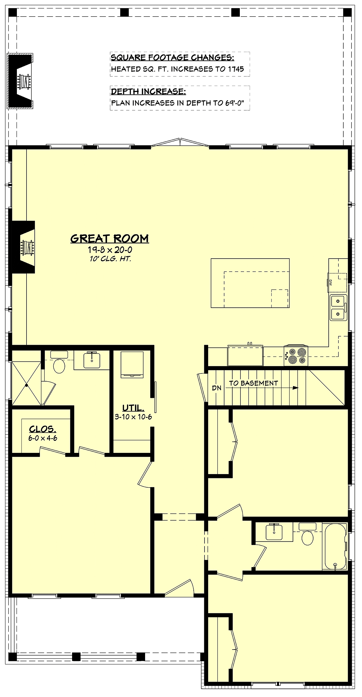 Cabin Cottage Country Craftsman Southern Alternate Level One of Plan 80883