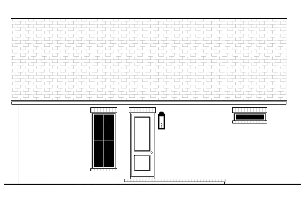 Cottage Traditional Rear Elevation of Plan 80884