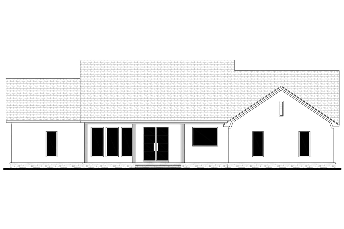 Contemporary Southern Traditional Rear Elevation of Plan 80885