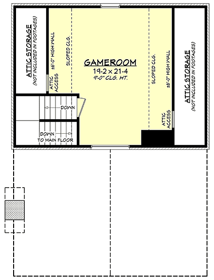 Garage-Living Plan 80886 Second Level Plan