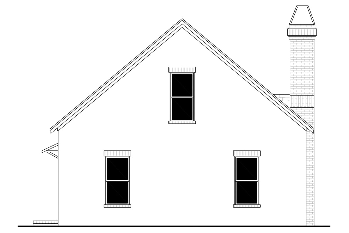 Contemporary Traditional Rear Elevation of Plan 80886