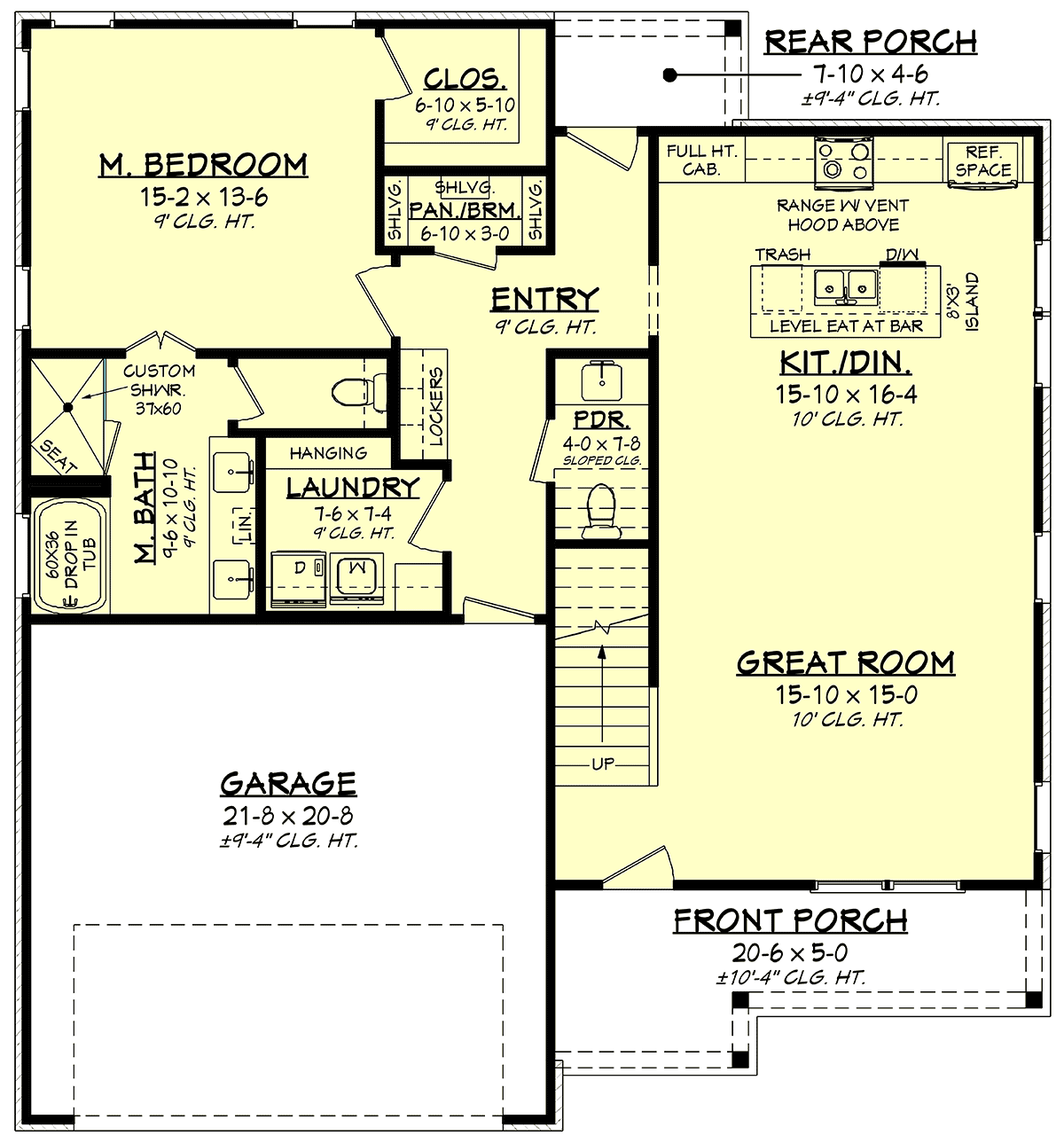 Country Craftsman Farmhouse Southern Level One of Plan 80888