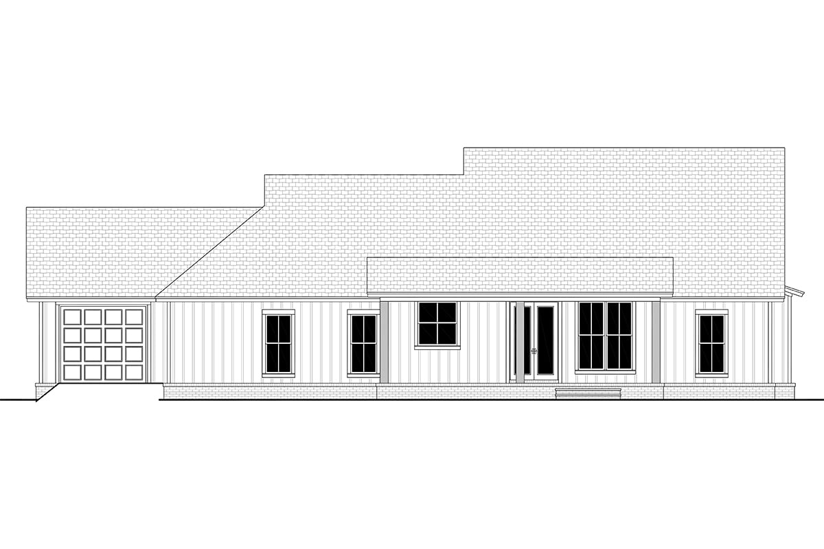 Country Farmhouse New American Style Ranch Traditional Rear Elevation of Plan 80889