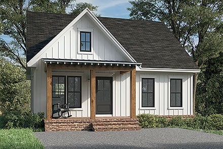 Country Craftsman Farmhouse Southern Elevation of Plan 80890