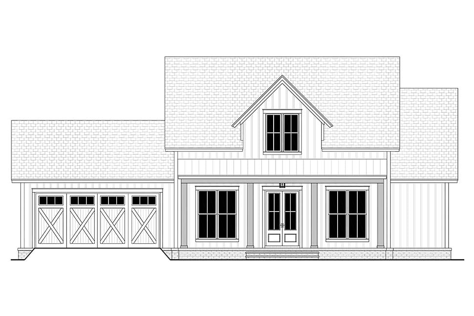 Country, Farmhouse, New American Style, Traditional Plan with 1479 Sq. Ft., 3 Bedrooms, 2 Bathrooms, 2 Car Garage Picture 4