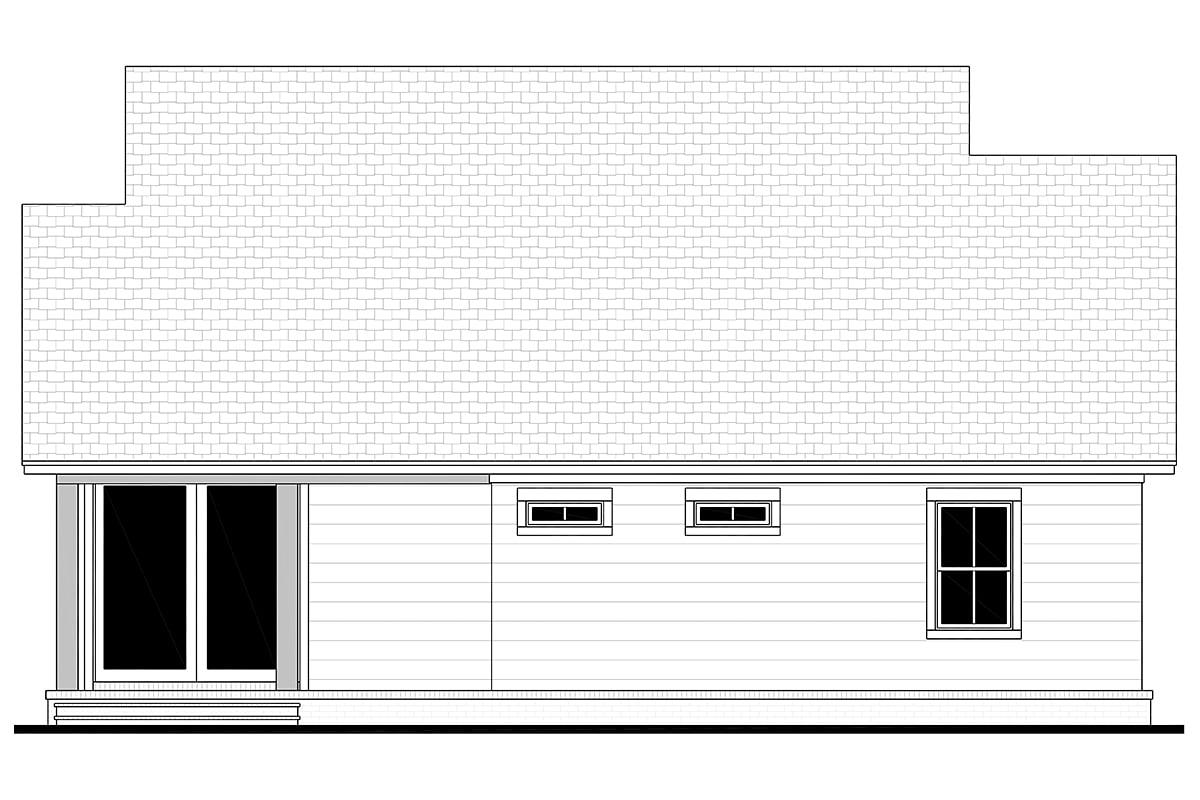 Country, Craftsman, Farmhouse, Southern Plan with 1399 Sq. Ft., 2 Bedrooms, 2 Bathrooms Rear Elevation