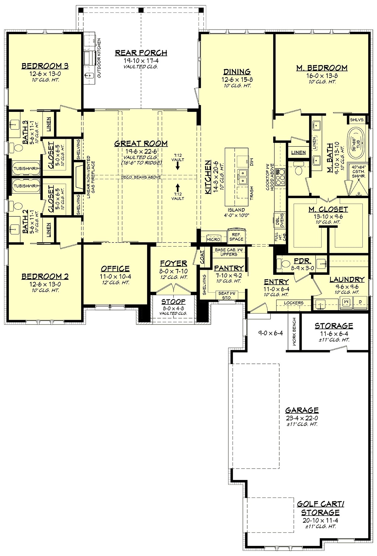 Contemporary New American Style Southern Traditional Level One of Plan 80894