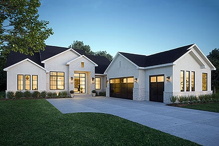 Contemporary New American Style Southern Traditional Elevation of Plan 80894