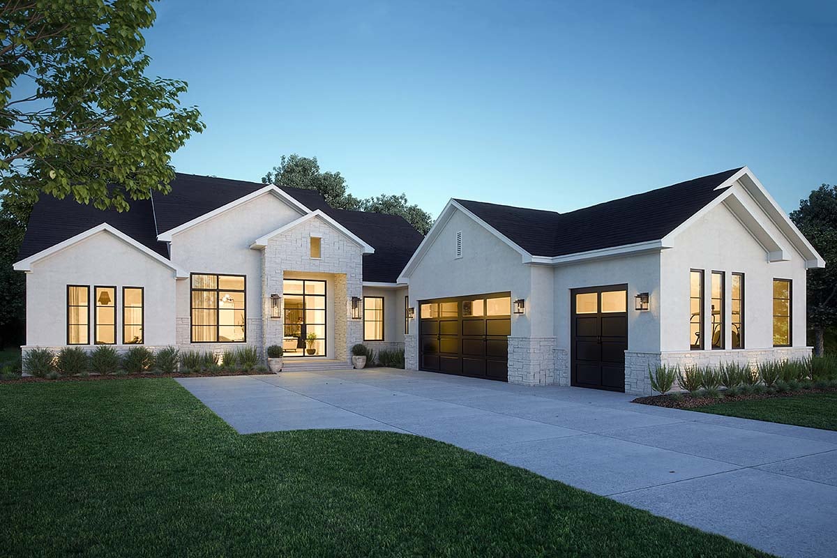 Contemporary, New American Style, Southern, Traditional Plan with 2726 Sq. Ft., 3 Bedrooms, 4 Bathrooms, 2 Car Garage Elevation