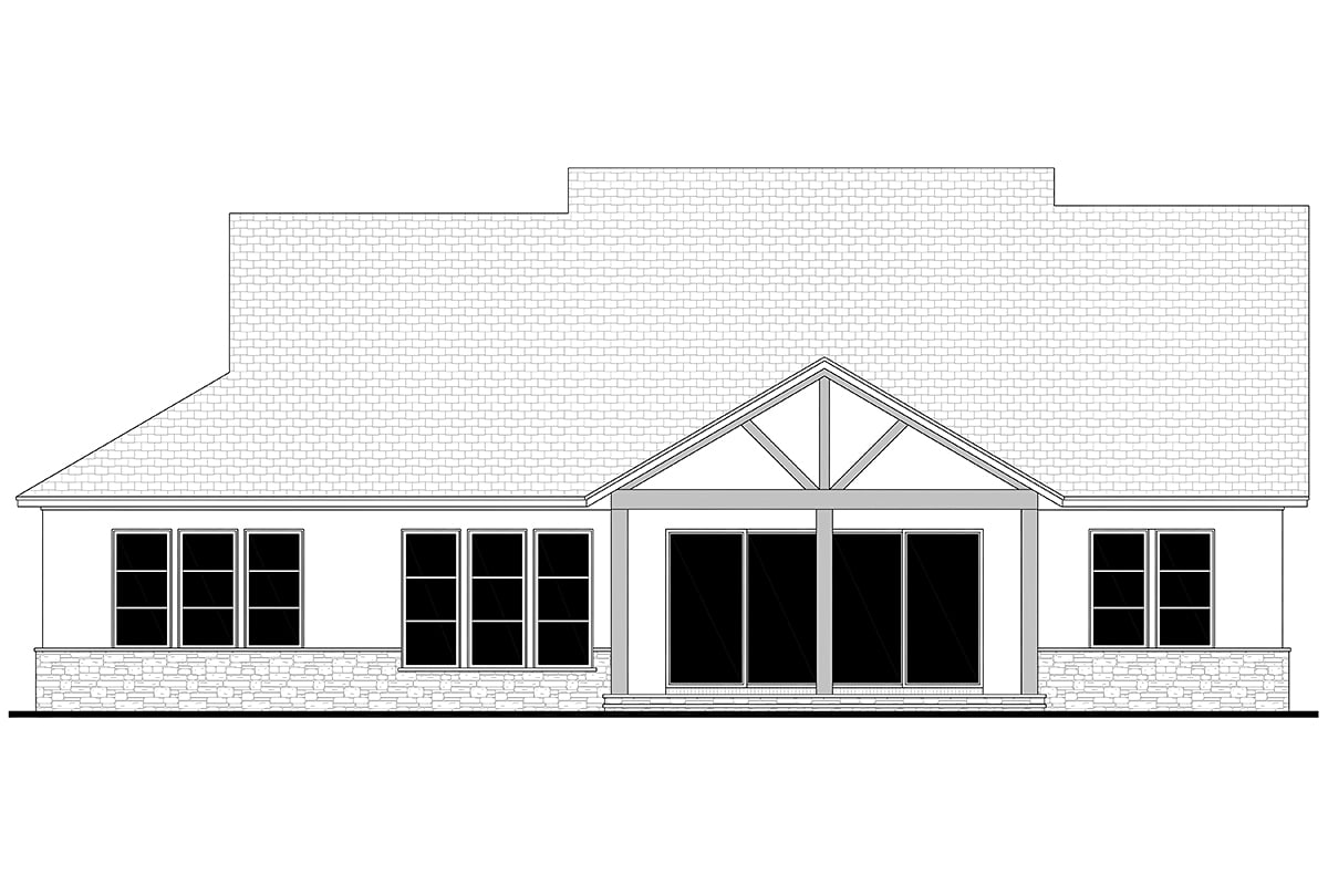 Contemporary New American Style Southern Traditional Rear Elevation of Plan 80894