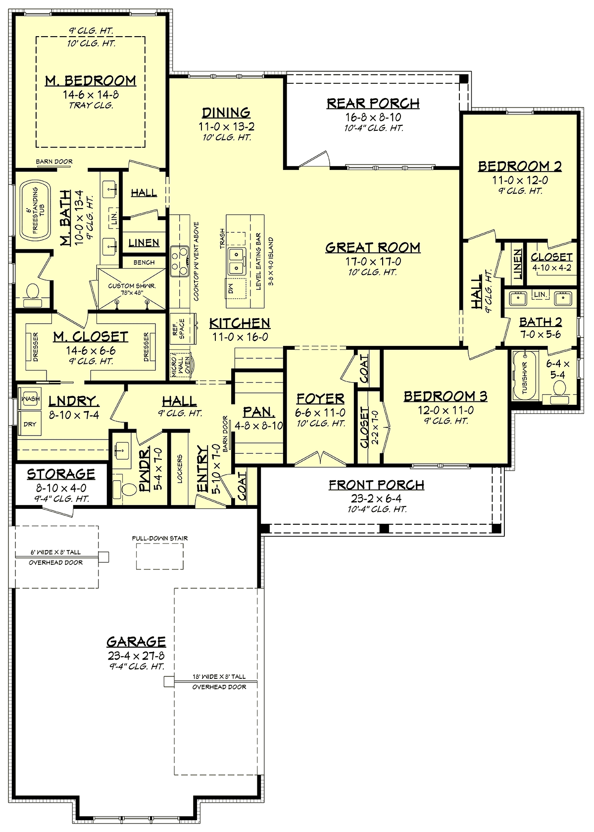 Country Farmhouse Level One of Plan 80897