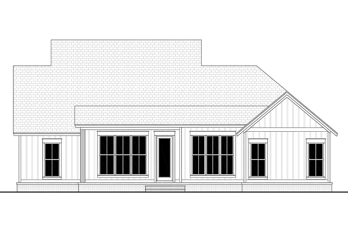 Country, Farmhouse Plan with 1997 Sq. Ft., 3 Bedrooms, 3 Bathrooms, 2 Car Garage Rear Elevation