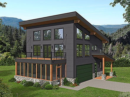 Contemporary Modern Elevation of Plan 80903