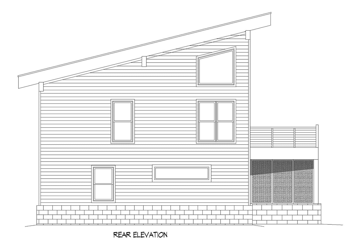 Contemporary Modern Rear Elevation of Plan 80903